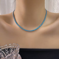 Turquoise Geometric Tennis Chain Necklace