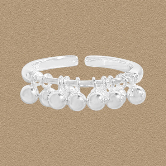 Graduation Mini Grape Beads Sterling Silver Adjustable Ring