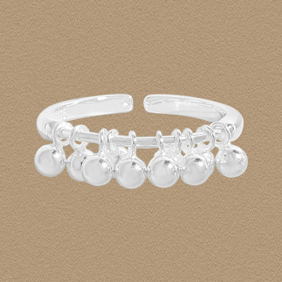 Graduation Mini Grape Beads Sterling Silver Adjustable Ring