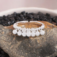 Graduation Mini Grape Beads Sterling Silver Adjustable Ring