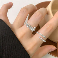 Graduation Mini Grape Beads Sterling Silver Adjustable Ring