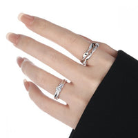 Double Layer Twisted Knot 925 Sterling Silver Adjustable Ring