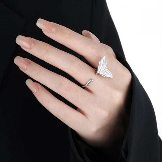 Mermaid Tail Adjustable Ring in 925 Sterling Silver