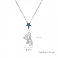 Bear Hanging from Star Sterling Silver Pendant Necklace