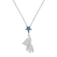 Bear Hanging from Star Sterling Silver Pendant Necklace
