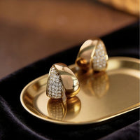 Geometric Cubic Zirconia 925 Sterling Silver Earrings with Cloisonne Enamel