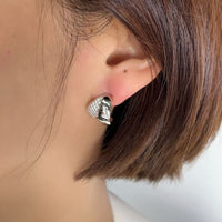 Geometric Cubic Zirconia 925 Sterling Silver Earrings with Cloisonne Enamel
