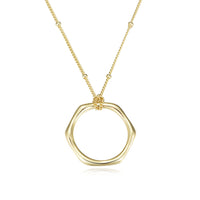Gold Hollow Hexagon Pendant Necklace