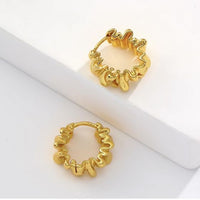 Geometric Wrinkle 18K Gold Plated 925 Sterling Silver Hoop Earrings