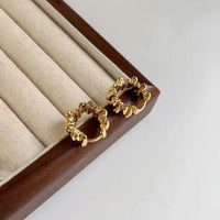 Geometric Wrinkle 18K Gold Plated 925 Sterling Silver Hoop Earrings