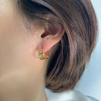 Geometric Wrinkle 18K Gold Plated 925 Sterling Silver Hoop Earrings