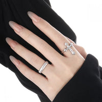 Irregular Cross 925 Sterling Silver Adjustable Ring