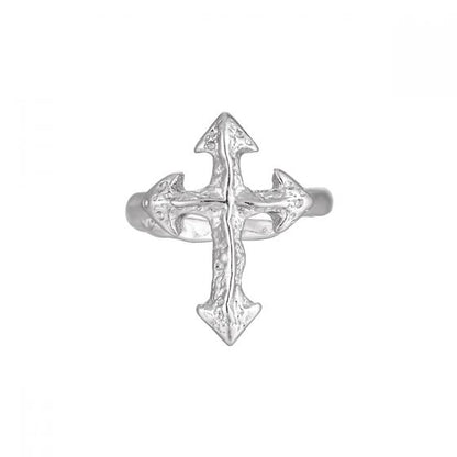 Irregular Cross 925 Sterling Silver Adjustable Ring