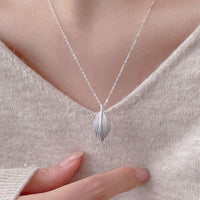 Irregular Leaf Feather 925 Sterling Silver Necklace