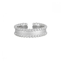 Irregular Beaded Border 925 Sterling Silver Adjustable Ring