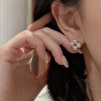 Geometric Round Bead Cluster 925 Sterling Silver Stud Earrings