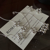 Geometric Round Bead Cluster 925 Sterling Silver Stud Earrings