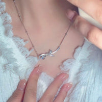 Sky Blue Bowknot Cubic Zirconia Pendant Necklace in 925 Sterling Silver