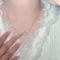 Sky Blue Bowknot Cubic Zirconia Pendant Necklace in 925 Sterling Silver