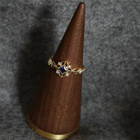 Gold Plated Sterling Silver Blue Vintage Style Ring