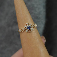 Gold Plated Sterling Silver Blue Vintage Style Ring