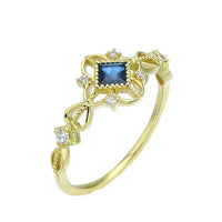 Gold Plated Sterling Silver Blue Vintage Style Ring
