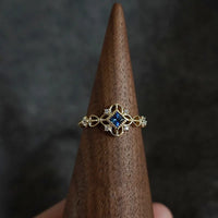 Gold Plated Sterling Silver Blue Vintage Style Ring