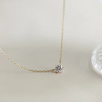Sterling Silver Cubic Zirconia Solitaire Necklace