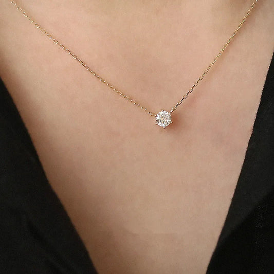 Sterling Silver Cubic Zirconia Solitaire Necklace