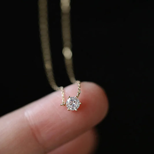 Sterling Silver Cubic Zirconia Solitaire Necklace