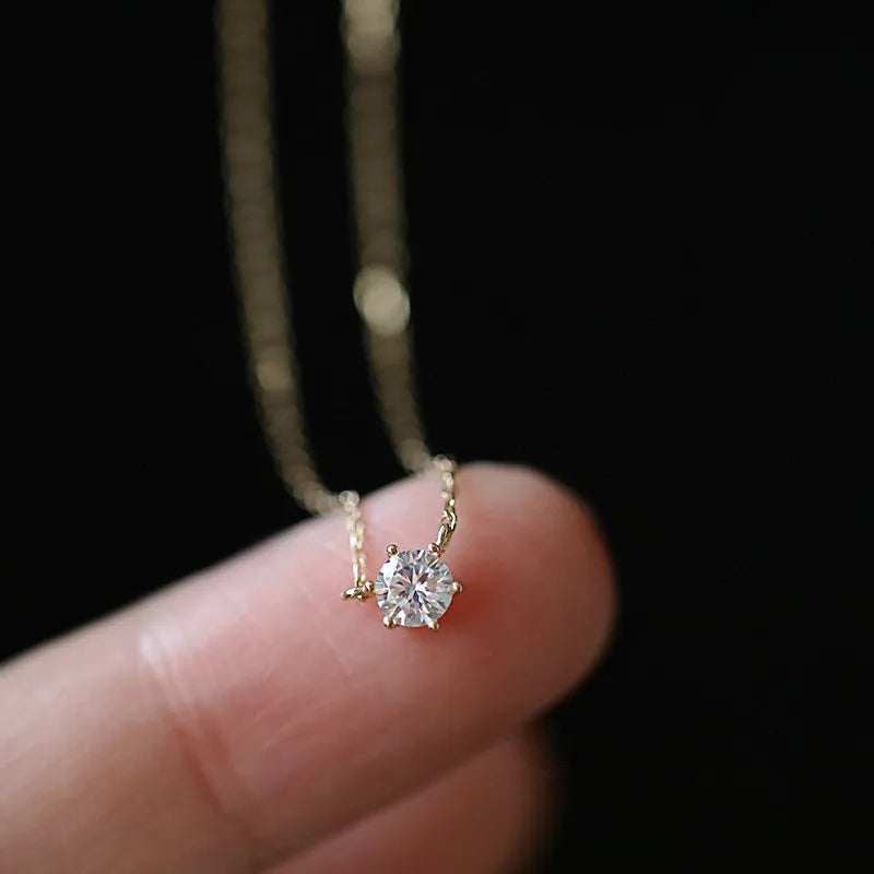 Sterling Silver Cubic Zirconia Solitaire Necklace