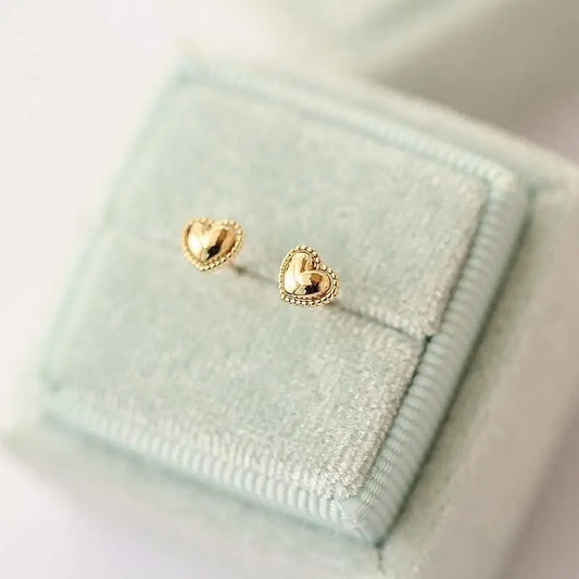 Gold Plated Sterling Silver Heart Stud Earrings