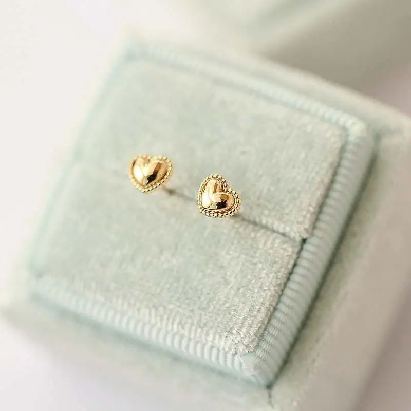 Gold Plated Sterling Silver Heart Stud Earrings