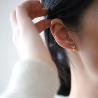 Sterling Silver Heart Pearl Earrings