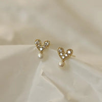 Sterling Silver Heart Pearl Earrings