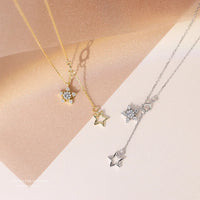 Gold Plated Sterling Silver Drop Star Necklace