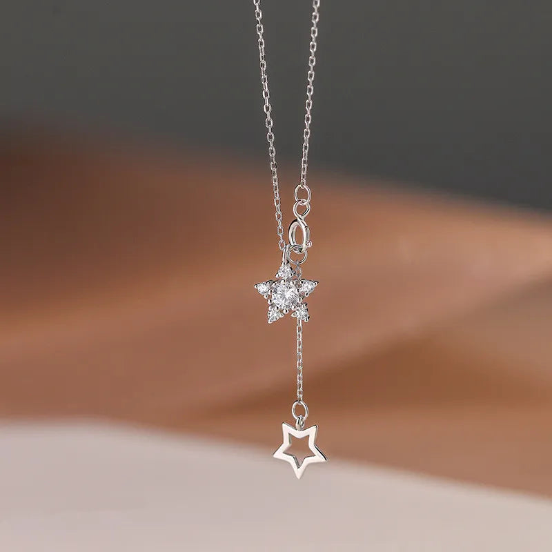 Gold Plated Sterling Silver Drop Star Necklace