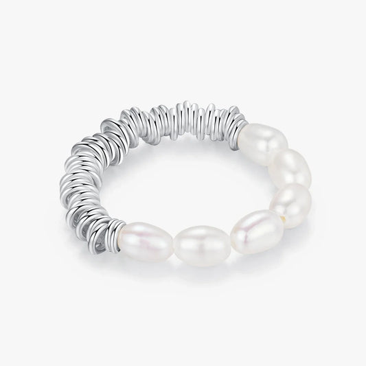 Sterling Silver Natural Baroque Pearl Adjustable Ring