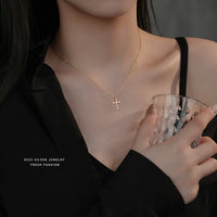 Sterling Silver Cubic Zirconia Cross Necklace