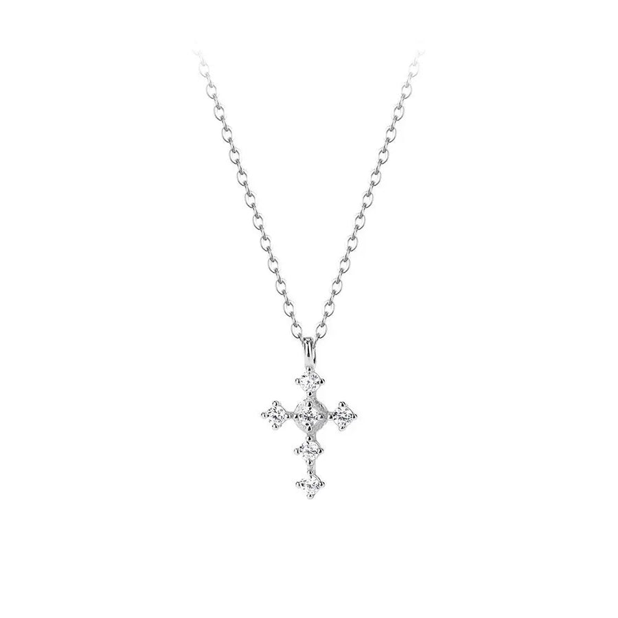 Sterling Silver Cubic Zirconia Cross Necklace