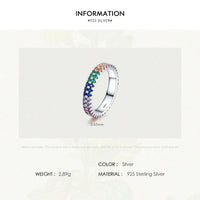Sterling Silver Multi-Color Rainbow Eternity Ring