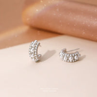 Sterling Silver Shell Pearl C Shaped Stud Earrings