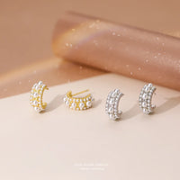 Sterling Silver Shell Pearl C Shaped Stud Earrings