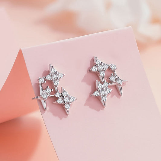 Sterling Silver Flashing Stars Earrings