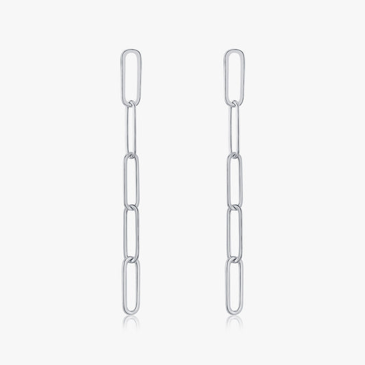 Sterling Silver Cable Link Drop Earrings