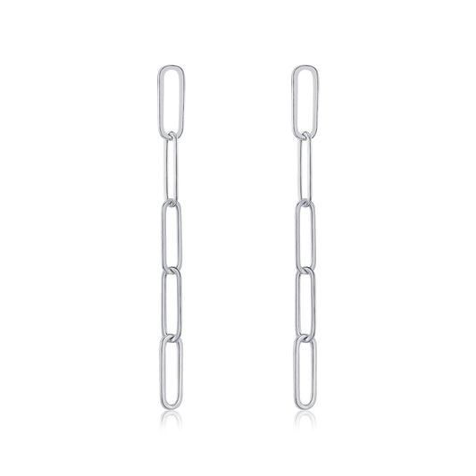 Sterling Silver Cable Link Drop Earrings