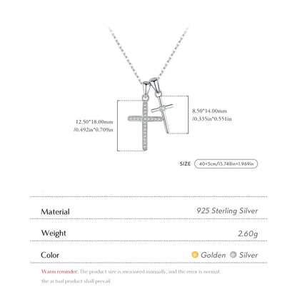 Sterling Silver Double Cross Pendant Necklace