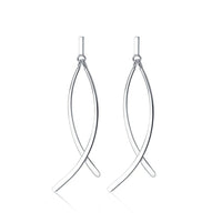Sterling Silver Geometric Cross Line Dangle Earrings