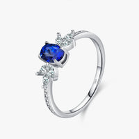 Sterling Silver Oval Royal Blue Ring