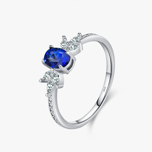 Sterling Silver Oval Royal Blue Ring